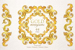 Gold monograms Watercolor png Product Image 1