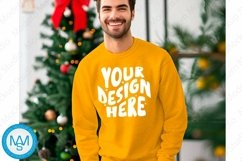 Yellow men Sweatshirt empty space Mockup, christmas Gildan Product Image 1