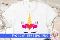 Unicorn Face Valentine - Unicorn SVG EPS DXF PNG Product Image 1