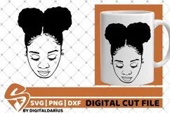 Black Girl with Afro Puffs svg, Afro Hair svg, Melanin svg Product Image 2