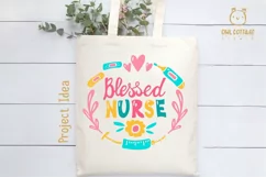 Blessed Nurse SVG, Nurse Floral Monogram SVG, Nurse Tattoo Product Image 4