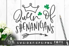 Queen of Shenanigans SVG | Shamrock SVG | St. Patricks SVG Product Image 1