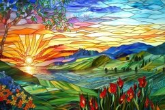 Stained Glass Sunset Embrace the Beauty of Nature Backgroud Product Image 1
