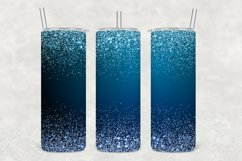 Blue White Sparkle Glitter Tumbler Sublimation Product Image 1