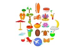 Search for exotics icons set, cartoon style Product Image 1