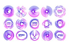 Spirograph Abstract Ornamental Symbols Set Vector Product Image 1