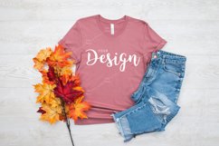 Bella Canvas 3001 Mauve T-shirt Mockup for Fall Autumn Product Image 1