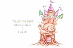 Watercolor cute nursery snail clipart. Castle illustration Product Image 1