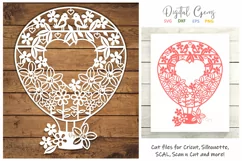 Hot air balloon paper cut design SVG / DXF / EPS / PNG files Product Image 1