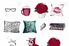 Cozy Winter Holiday Girl Reading Books Clip Art Product Image 5