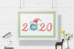 Covid christmas clipart. Virus and numbers 2020 Product Image 2