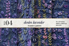 Embroidered Denim Digital Paper| Floral Denim Pattern Product Image 1