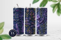 Embroidered Denim Digital Paper| Floral Denim Pattern Product Image 2