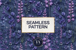 Embroidered Denim Digital Paper| Floral Denim Pattern Product Image 3