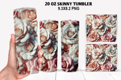 3D Flower Skinny Tumbler 20oz Wrap Design,Flowers Tumble PNG Product Image 1