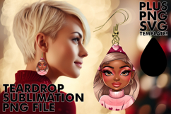 Playful Teardrop Earrings Sublimation, Afro Girl Product Image 1
