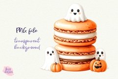 Macarons PNG Halloween Ghost Cafe Clipart Sublimation Product Image 6