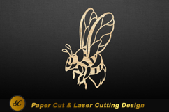Wooden bee cutout design insect laser Laser cut Product Image 1