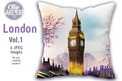 London Big Ben Painting Artwork 4 JPEG Images Watercolor Set Product Image 2