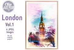 London Big Ben Painting Artwork 4 JPEG Images Watercolor Set Product Image 5