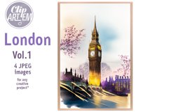 London Big Ben Painting Artwork 4 JPEG Images Watercolor Set Product Image 6
