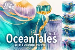Jellyfish Art Ocean Tales Vol.3 Painting 5 JPEG Images Set Product Image 1