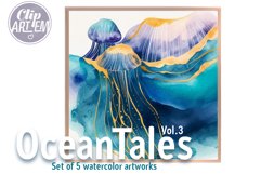 Jellyfish Art Ocean Tales Vol.3 Painting 5 JPEG Images Set Product Image 4