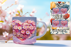 Unique 15oz Mug Wrap Png Design , Flowers Heart Product Image 1