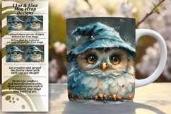 Watercolor Owl Mug Wrap Sublimation Design 11oz 15oz Product Image 1