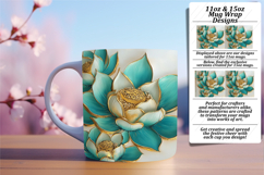 Charming 15oz Mug Wrap Png Artwork , 3D Flower Product Image 1