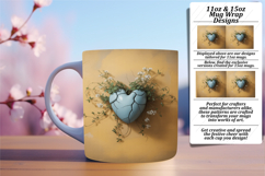 Trendy 15oz Mug Wrap Png Design , 3D Heart Product Image 1