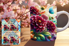 Unique 15oz Mug Wrap Png Artwork , Flowers Product Image 1