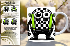 Stylish 11oz Mug Wrap Png Template , Monster Product Image 1