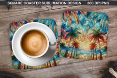 Tropical Coaster Sublimation, Summer Coaster PNG Design Product Image 1