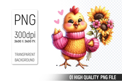 Cute Chicken, Animal Sublimation Clipart PNG Product Image 1