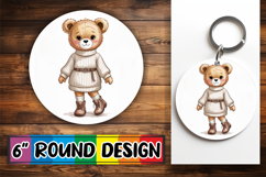 Timeless Keychain Round Style PNG, Teddy Bear Product Image 1