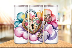 Valentine’s Day Love Lock &amp; Key Tumbler Wrap PNG Big Bundle Product Image 7