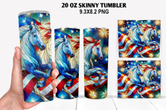 Horse Skinny Tumbler 20oz Wrap Design,4th of july Tumble PNG Product Image 1