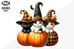 Halloween Cat And Pumpkin Sublimation - Clipart PNG Design Product Image 1