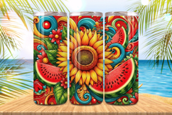 Sunflower and watermelon Tumbler Wrap PNG Sublimation Product Image 1