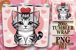 Joyful nights 20oz tumbler wrap, Valentines Cat Product Image 1