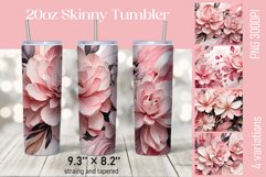 Pink flowers fluid art | 20 oz skinny Tumbler Sublimation Product Image 1