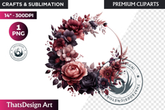 Dark flowers, wedding Florals PNG, Dark Romance Clipart Product Image 1