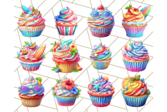 Bright Summer Cupcake PNG Clipart, Colorful Cupcakes Product Image 6