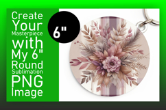 Unique Circle Design Keychain Template , Autumn Flower Product Image 1