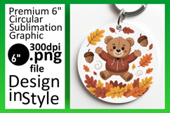 Sophisticated Round Design Keychain Art , Cute Bear Product Image 1