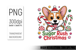 Cute Christmas Dog, Animal Sublimation Clipart PNG Product Image 1