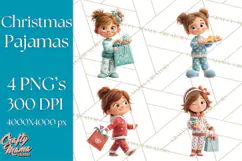 Christmas Pajamas Clipart PNG, Holiday PJ Illustration Product Image 1