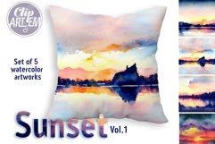 Sunset Painting Watercolor 5 JPEG Bundle Background Images Product Image 4