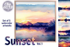 Sunset Painting Watercolor 5 JPEG Bundle Background Images Product Image 5